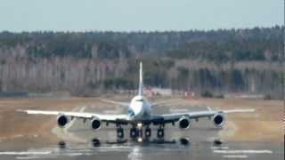 Первый взлёт Boeing 747-8F AirBridgeCargo из Емельяново (UNKL) 09.04.2012