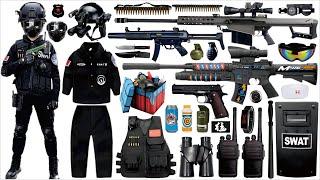 Unpacking special forces weapon toys, M4 assault rifle, MP5 submachine gun, Barrett sniper rifle