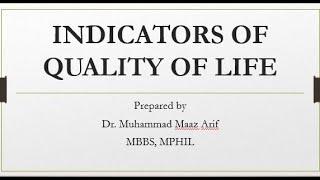 'Indicators of Quality of Life' (Health Indicator 10)