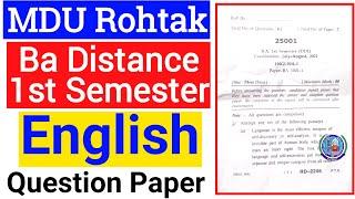 Mdu Ba Distance English 1st semester Question Paper | Mdu DDE Ba English 1st semester Question Paper