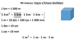 49 - mavzu: Hajm o'lcham birliklari