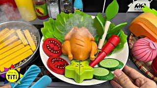 Making Whole Fried Chicken and French Fries with kitchen toys | Nhat Ky TiTi #273