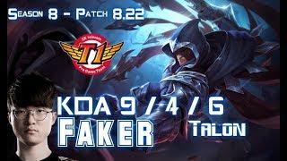 SKT T1 Faker TALON vs IRELIA Mid - Patch 8.22 KR Ranked