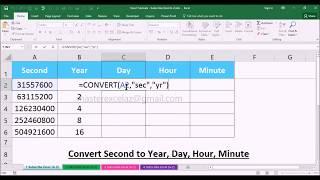 How to Convert Seconds as Year, Day, Hour, Minute using formula in MS Excel 2016