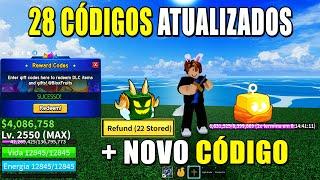 NOVOS CÓDIGOS DO BLOX FRUITS + 28 CÓDIGOS DE EXP BELI E RESET - blox fruit codes...