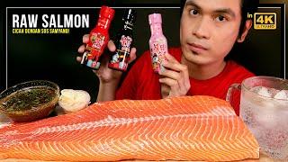 pengganti KATE YUP makan 2KG RAW WHOLE SALMON! (Mukbang Malaysia) cicah sos samyang!