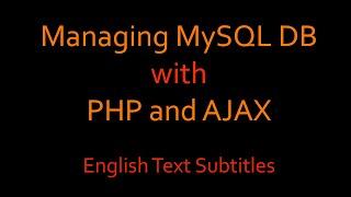 Connecting to MySQL DB with PHP and AJAX - Tutorial