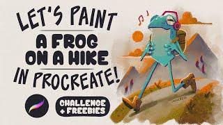 Let's Paint a Frog on a Hike | Art Challenge + Procreate freebies 