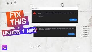 AFTER EFFECTS 1 MIN FIX (2024) - "This File Is Damaged Or Unsupported (86 :: 1)" | Windows
