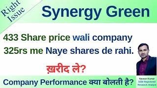 Synergy Green share | price | latest news | Right Issue | Review