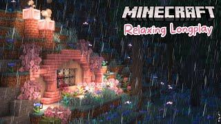 Relaxing Minecraft Longplay | Cozy Hobbit Hole in the Rain (no commentary)