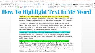 How To Highlight Text In Microsoft Word Document | How To Shad Text MS Word