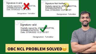 Signature not verified in OBC NCL | Signature invalid | How to correct it?