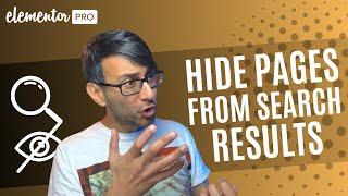 Hide Pages from Search Results - Free Code Snippet - Elementor Wordpress Tutorial