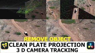 3D Camera Tracking & Remove Object With Clean Plate Projection In Fusion Studio & Davinci Resolve18