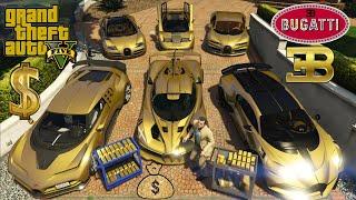 GTA 5 - Stealing $100,000,000 Super Gold Bugatti Cars with Michael! | (GTA V Real Life Cars #48)