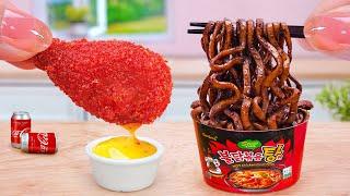 Best Korean Street Food  Miniature Black Bean Noodle Fried Chicken Cheetos | Tina Mini Cooking