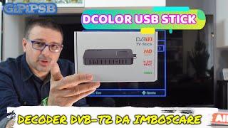 DCOLOR USB Stick Decoder Digitale Terrestre DVB-T2 - Sparisce dietro la TV, usi un solo telecomando