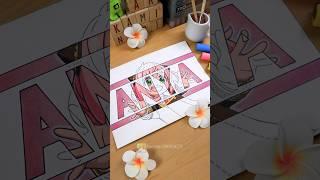 Drawing Anya on Name Stained Art  with Apps AR Drawing #shorts #drawing #anya #art