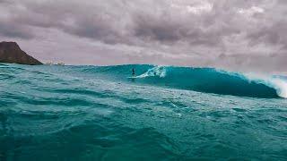 CRAZY HURRICANE WAVES IN WAIKIKI | Surfing Hurricane Hone August 25th | RAW POV