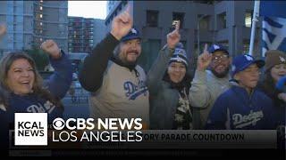 The countdown to the Dodgers parade is on as fans line-up along the route