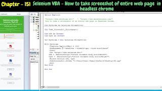 Selenium VBA - How do I take screenshot of entire web page in headless chrome | Part-1