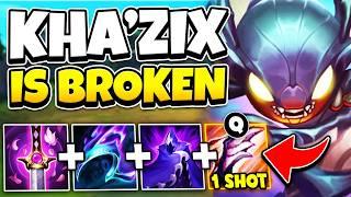 KHA'ZIX IS SECRETLY BROKEN AND I SHOW YOU WHY!! (INSANE Q ONE SHOTS)