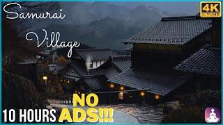 SAMURAI VILLAGE - 10 HOURS - HANS ZIMMER - JAPANESE MUSIC RAIN MEDITATION - ASMR - 4K -