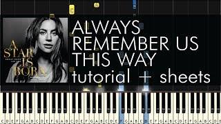 A Star Is Born - Always Remember Us This Way - Piano Tutorial + Sheets