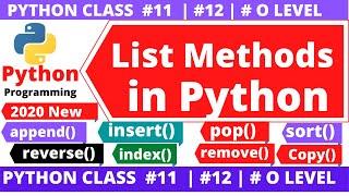 python list methods : methods of list in python | append | pop | clear | sort | reverse | insert