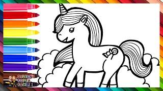 Disegnare E Colorare Un Unicorno Carino  Disegni Per Bambini