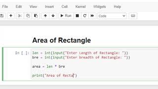 Area of Rectangle in Python using Jupyter Notebook