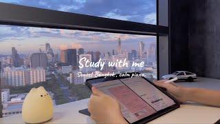 50 minutes Study with me / Bangkok sunset / calm piano [ 4K ] | Izakayaboi