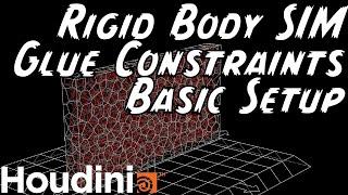 Rigid Body (RBD) Simulation with Glue Constraints Basic Setup in Houdini for Beginners