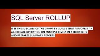 SQL Server ROLLUP | SQL Server Development | What is ROLLUP in SQL Server ? #learning #sqlserver