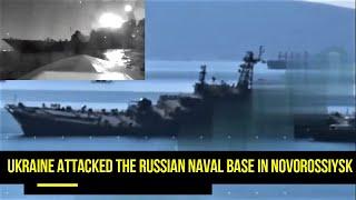 Russian Navy ship damaged by Ukraine Sea Drones in Novorossiysk Naval Base.