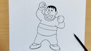 How to draw Gian from Doraemon - Step by Step (HAC)