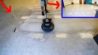 STRIPING YEARS' WORTH OF WAX FROM THIS ABUSED FLOOR! vct transformation//Steam Boss