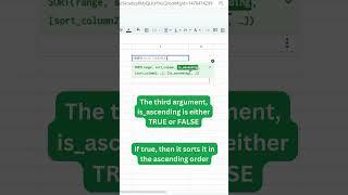 How to Sort your Data in Google Sheets using the SORT() function | Google Sheets Shorts