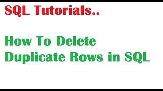 SQL Tutorial : How To Delete Duplicate Records in SQL Oracle