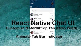 React Native Chat UI | How to customize Material Top Tab Items and Animate Tab Bar Indicator