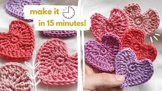 15 Minute Crochet Heart | Easy Step by Step Tutorial!