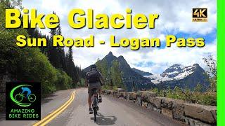 Bike Going-to-the-Sun Road to Logan Pass | Glacier National Park | 4K | Indoor Cycling Video