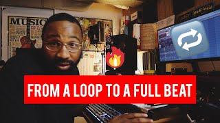 turning this loop into a FULL beat!! (making a boom bap hip hop beat)