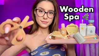 ASMR Wooden Spa  Wooden Makeup, Wooden Skincare, Wooden Haircut  Layered Sounds for Sleep