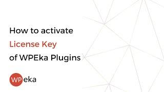 How To Activate The License Key of WPeka Plugins