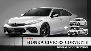 Modification of Honda Civic RS 2022 with Chevrolet Corvette |Digital Modification|