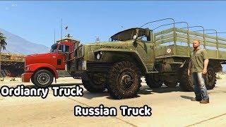 Russian Truck vs Ordinary Truck | Spintires Mudrunner Truck in GTA V