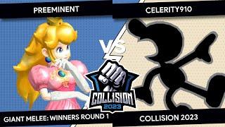 Collision 2023 Giant Melee - Preeminent (Peach) Vs. Celerity910 (Game & Watch) - Pool - Winners R1