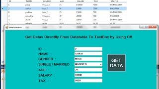 C# Code  for Get DATAS DIRECTLLY from DATATABLE to TEXTBOX Events in .net